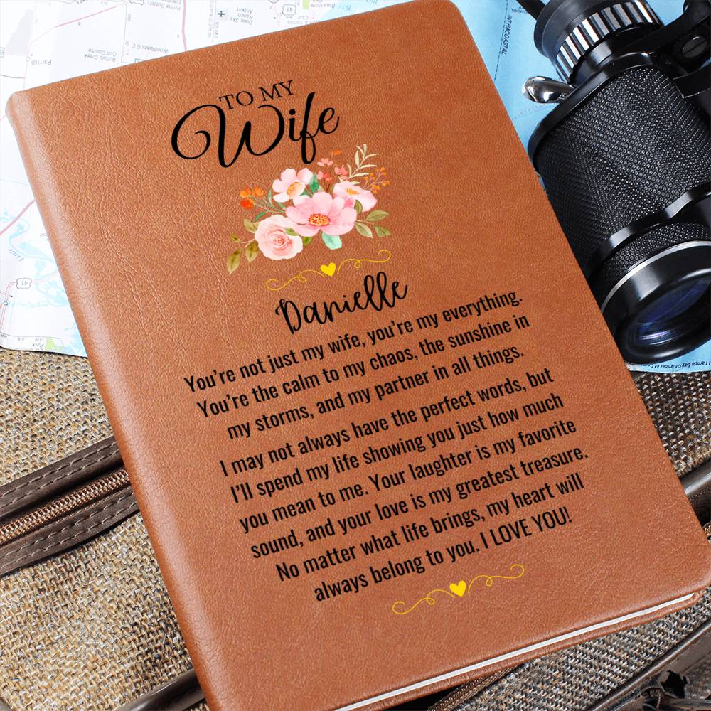 Personalized Leather Journal for Wife Notebook Engraved Gift for Her Romantic Anniversary Birthday Wedding Keepsake from Husband Present