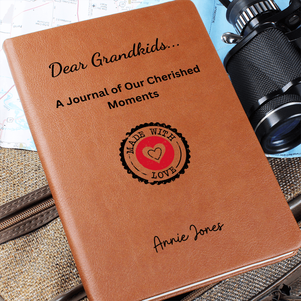 Personalized Leather Journal Grandkids Memory Book Engraved Notebook Grandparent Gift Grandma Grandpa Keepsake Family Writing Diary Present