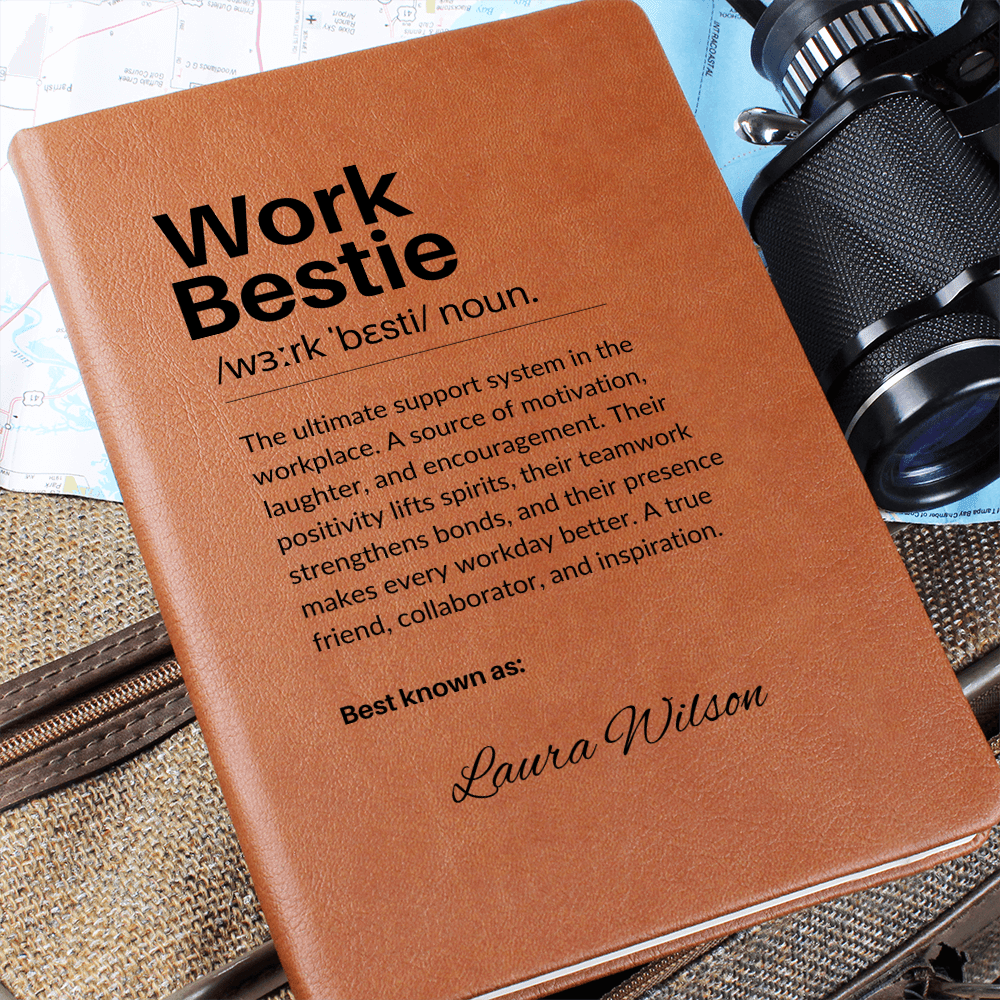 Personalized Leather Journal Engraved Notebook Funny Gift for Work Bestie Coworker Employee Office Friend Appreciation Keepsake