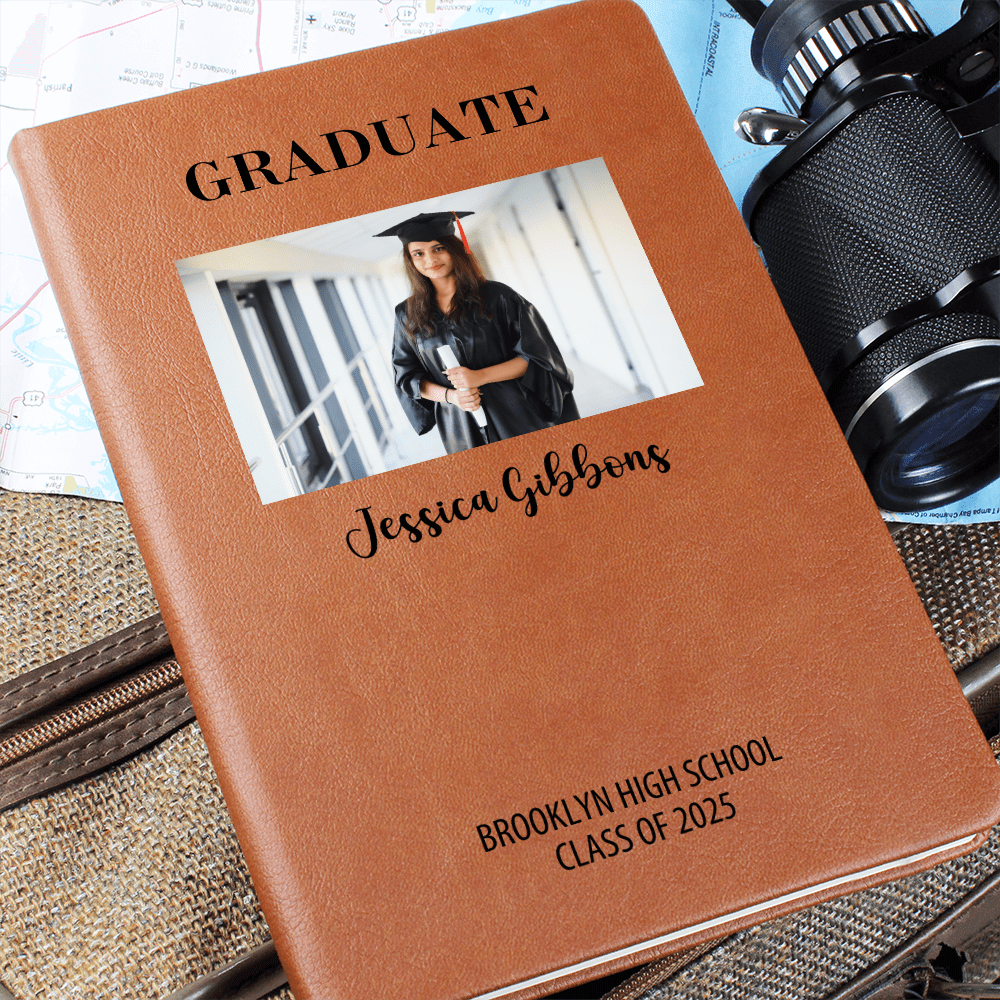 Personalized Graduation Journal Engraved Leather Notebook Custom Gift for Graduate Class of 2025 College High School Keepsake Book
