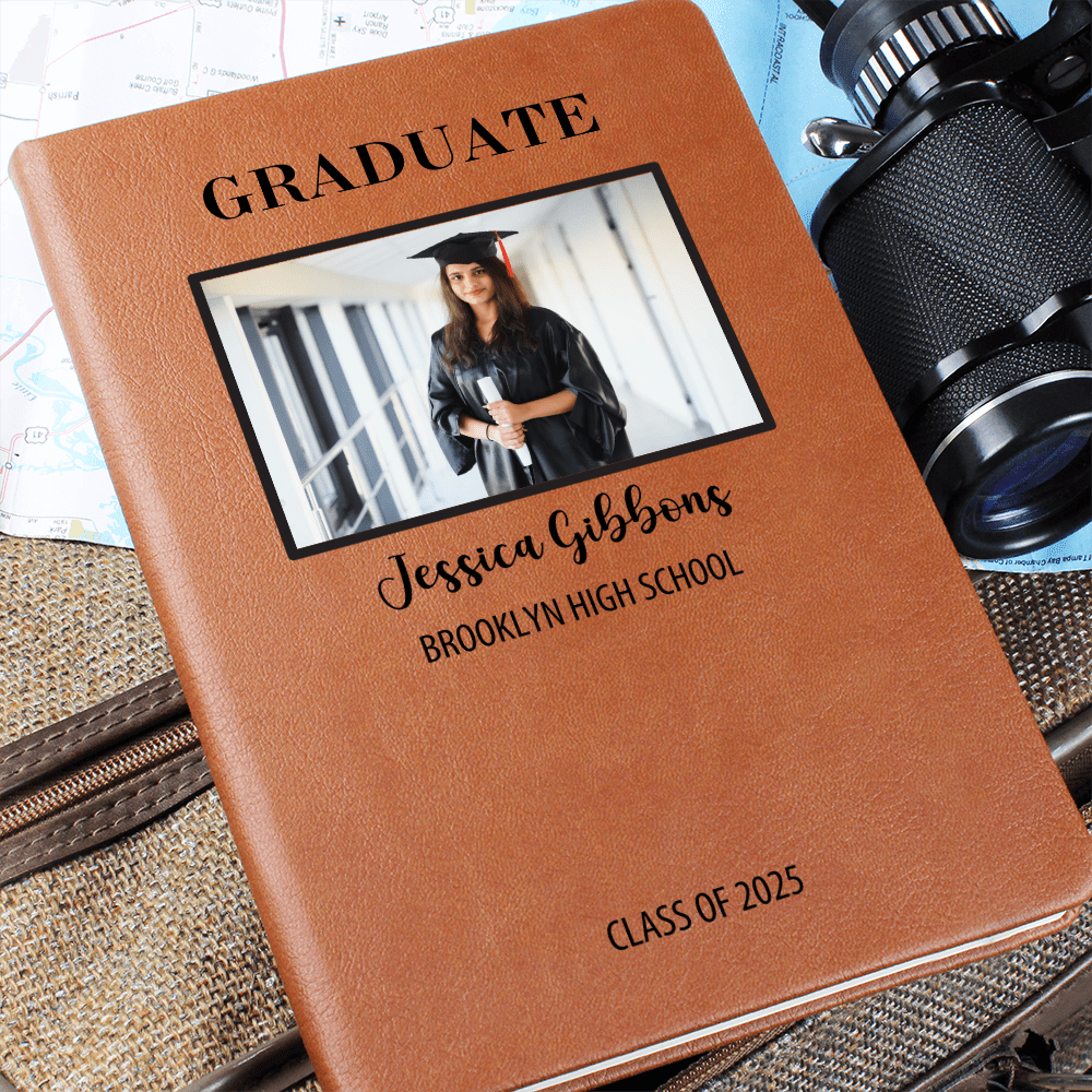 Personalized Graduation Journal Engraved Leather Notebook Custom Gift for Graduate Class of 2025 College High School Keepsake Book