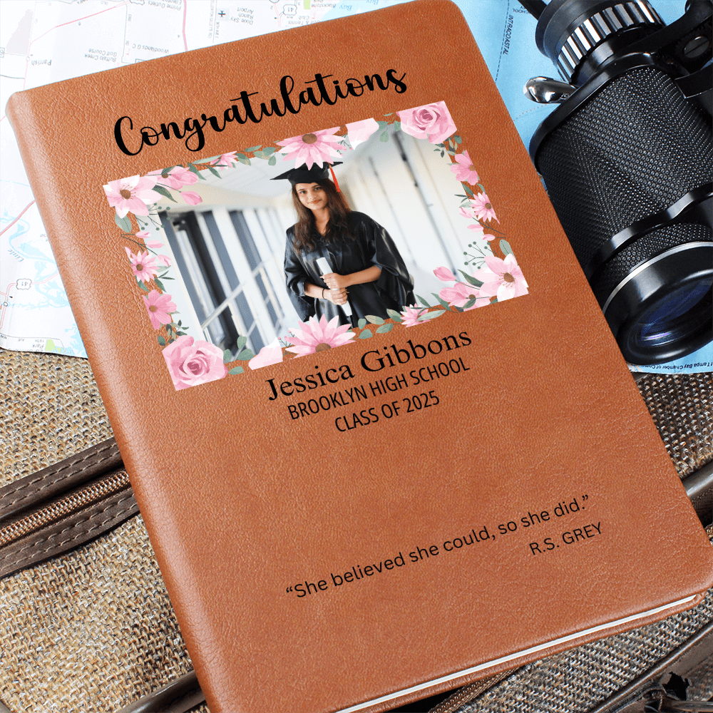 Personalized Graduation Journal Engraved Leather Notebook Custom Gift for Graduate Class of 2025 College High School Keepsake Book