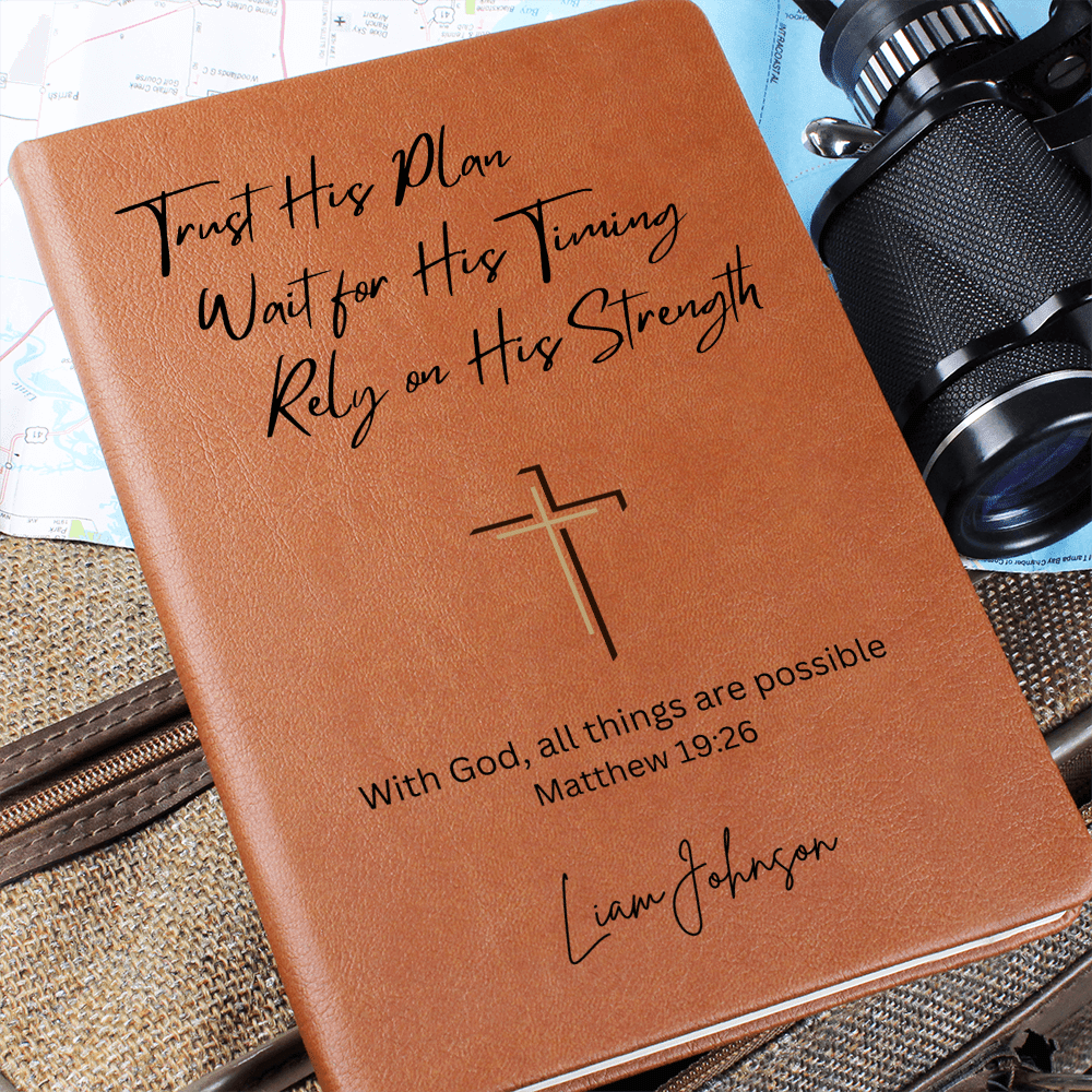 Christian Leather Journal Personalized Engraved Notebook Bible Verse Gift Faith Prayer Book Religious Gift for Men Inspirational Keepsake
