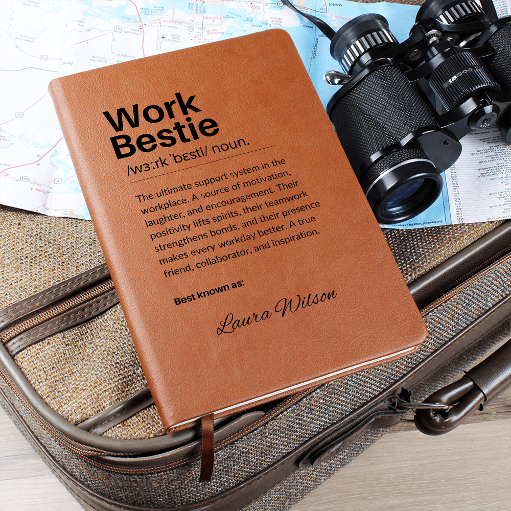 Personalized Leather Journal Engraved Notebook Funny Gift for Work Bestie Coworker Employee Office Friend Appreciation Keepsake