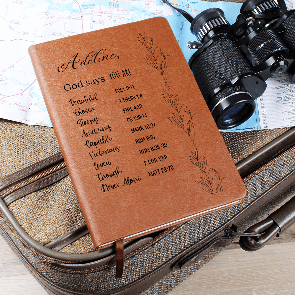 Custom Leather Prayer Journal Christian Gift for Women God Says You Are Notebook Personalized Faith Affirmations – Christmas, Birthday Gift