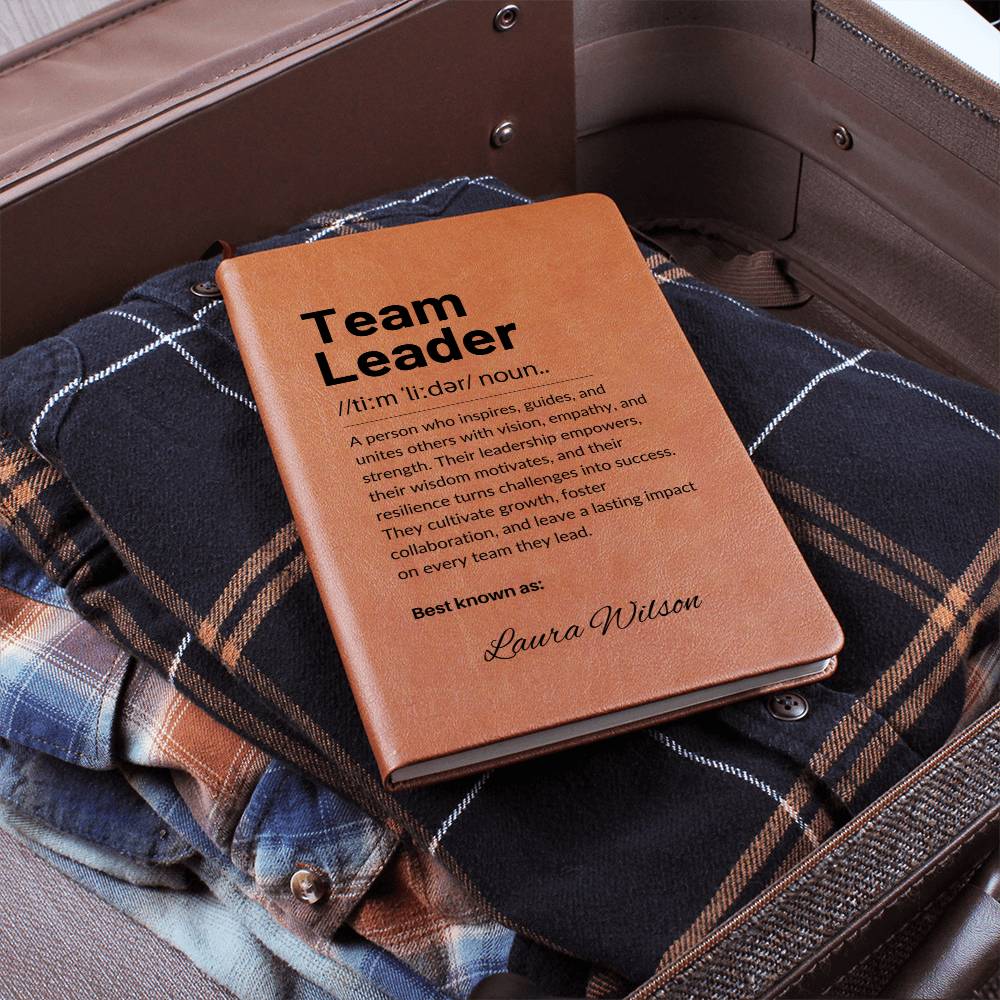Personalized Leather Journal Engraved Notebook Inspirational Gift for Team Leader Boss Mentor Manager Leadership Keepsake Office Book
