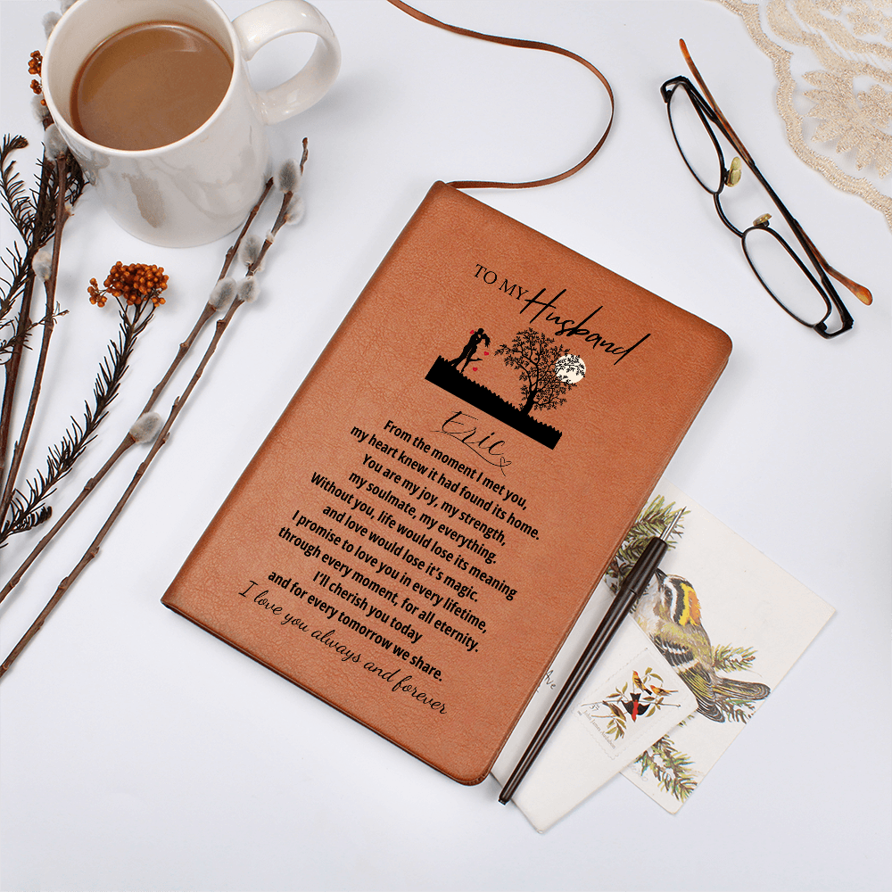 Personalized Leather Journal for Husband Notebook Engraved Gift for Him Romantic Anniversary Birthday Wedding Keepsake from Wife Present