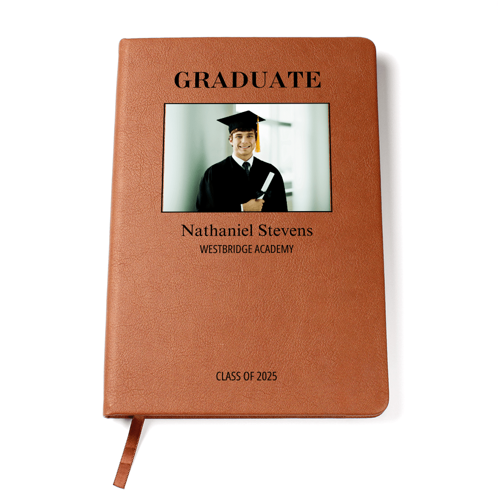 Personalized Graduation Journal Engraved Leather Notebook Custom Gift for Graduate Class of 2025 College High School Keepsake Book