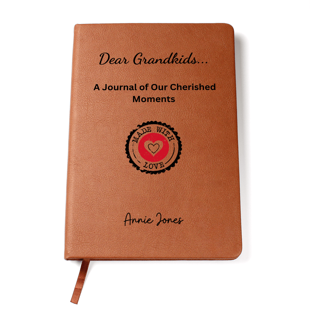 Personalized Leather Journal Grandkids Memory Book Engraved Notebook Grandparent Gift Grandma Grandpa Keepsake Family Writing Diary Present