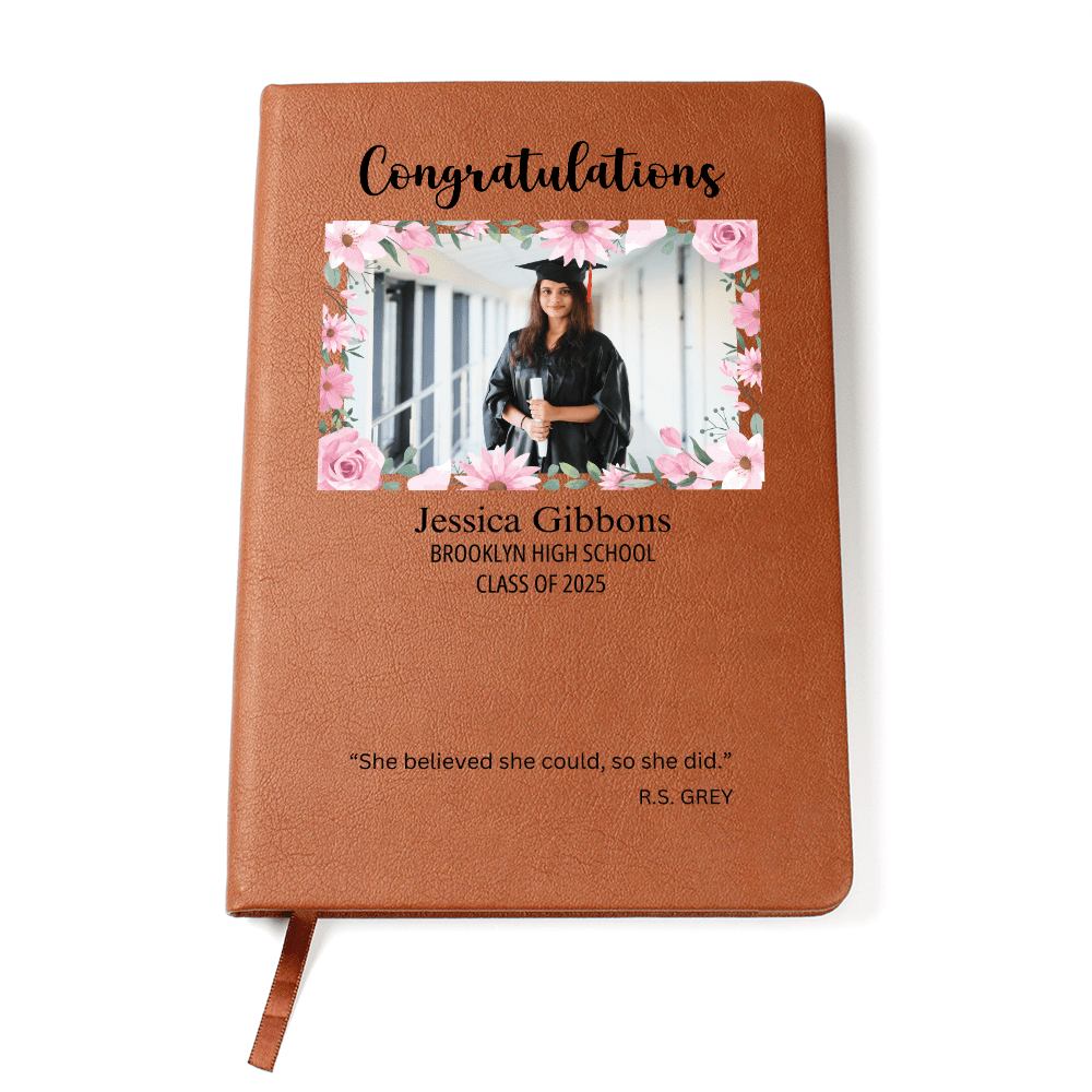 Personalized Graduation Journal Engraved Leather Notebook Custom Gift for Graduate Class of 2025 College High School Keepsake Book
