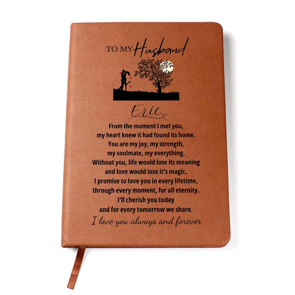 Personalized Leather Journal for Husband Notebook Engraved Gift for Him Romantic Anniversary Birthday Wedding Keepsake from Wife Present