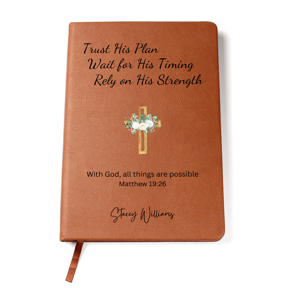 Christian Leather Journal Personalized Engraved Notebook Bible Verse Gift Faith Prayer Book Religious Gift for Women Inspirational Keepsake
