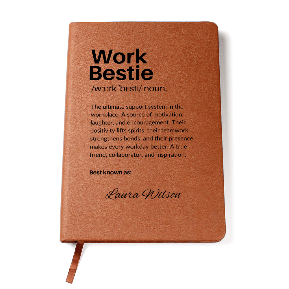 Personalized Leather Journal Engraved Notebook Funny Gift for Work Bestie Coworker Employee Office Friend Appreciation Keepsake