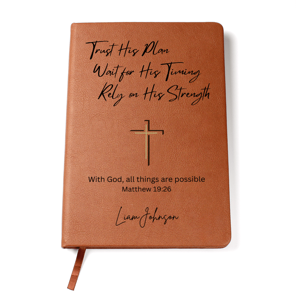 Christian Leather Journal Personalized Engraved Notebook Bible Verse Gift Faith Prayer Book Religious Gift for Men Inspirational Keepsake