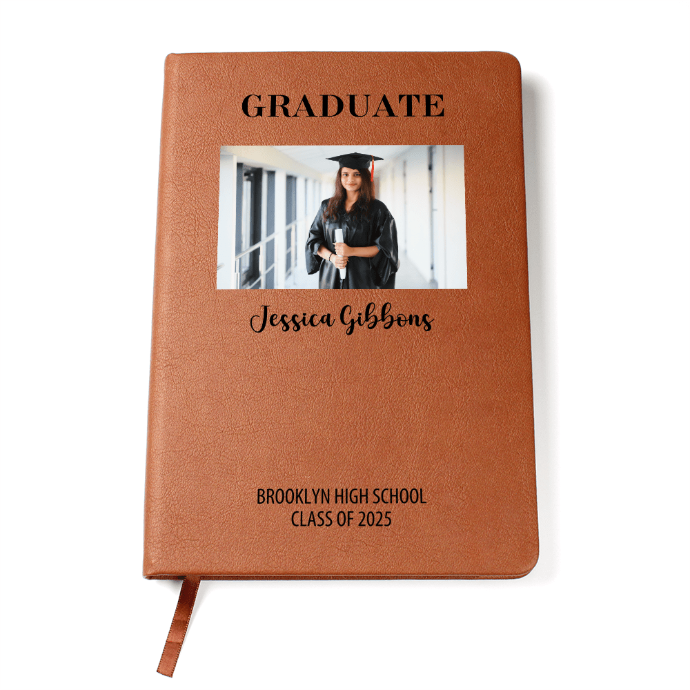 Personalized Graduation Journal Engraved Leather Notebook Custom Gift for Graduate Class of 2025 College High School Keepsake Book