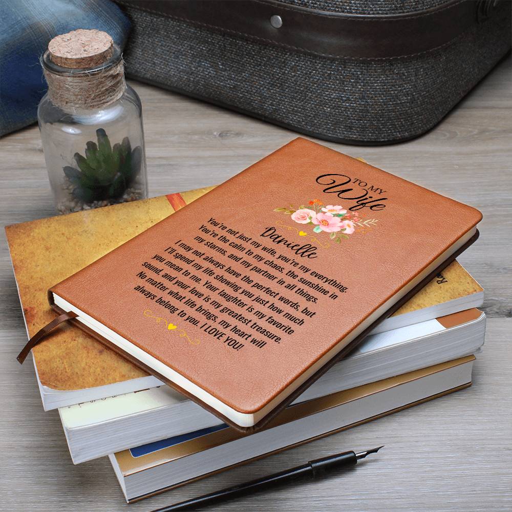 Personalized Leather Journal for Wife Notebook Engraved Gift for Her Romantic Anniversary Birthday Wedding Keepsake from Husband Present