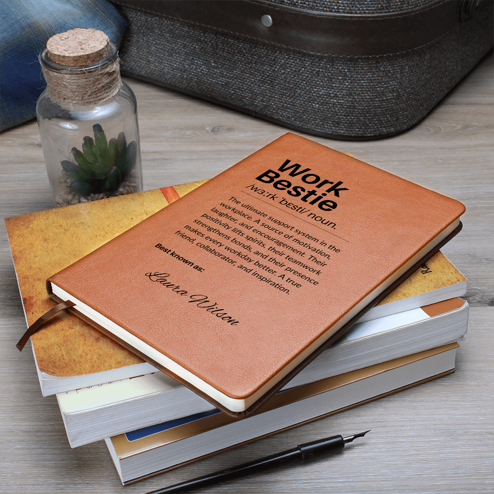 Personalized Leather Journal Engraved Notebook Funny Gift for Work Bestie Coworker Employee Office Friend Appreciation Keepsake