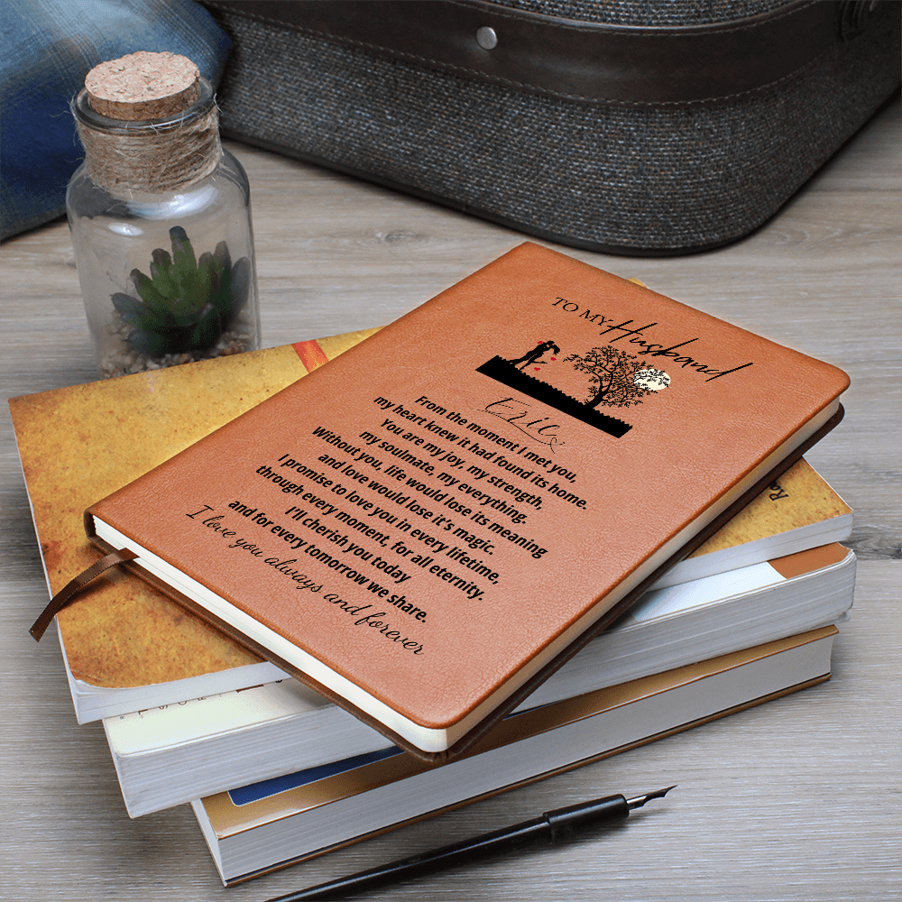 Personalized Leather Journal for Husband Notebook Engraved Gift for Him Romantic Anniversary Birthday Wedding Keepsake from Wife Present
