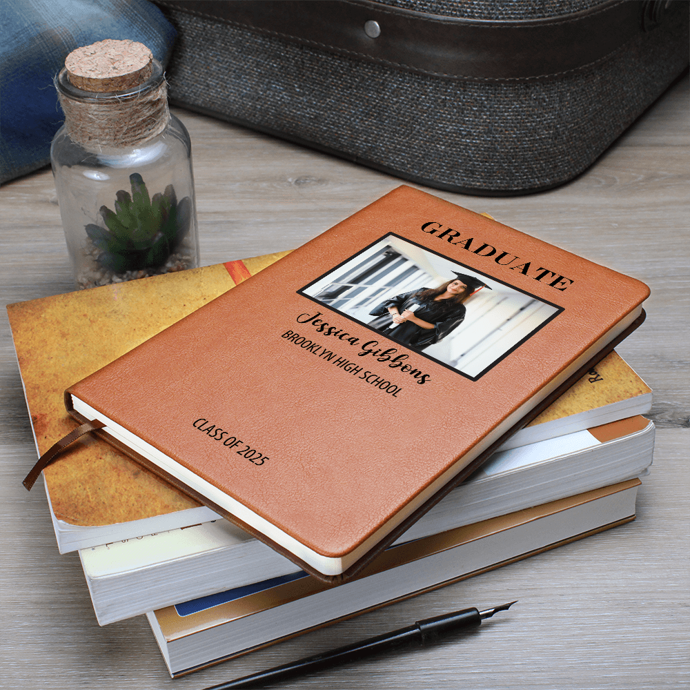 Personalized Graduation Journal Engraved Leather Notebook Custom Gift for Graduate Class of 2025 College High School Keepsake Book