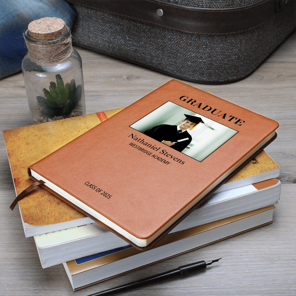 Personalized Graduation Journal Engraved Leather Notebook Custom Gift for Graduate Class of 2025 College High School Keepsake Book
