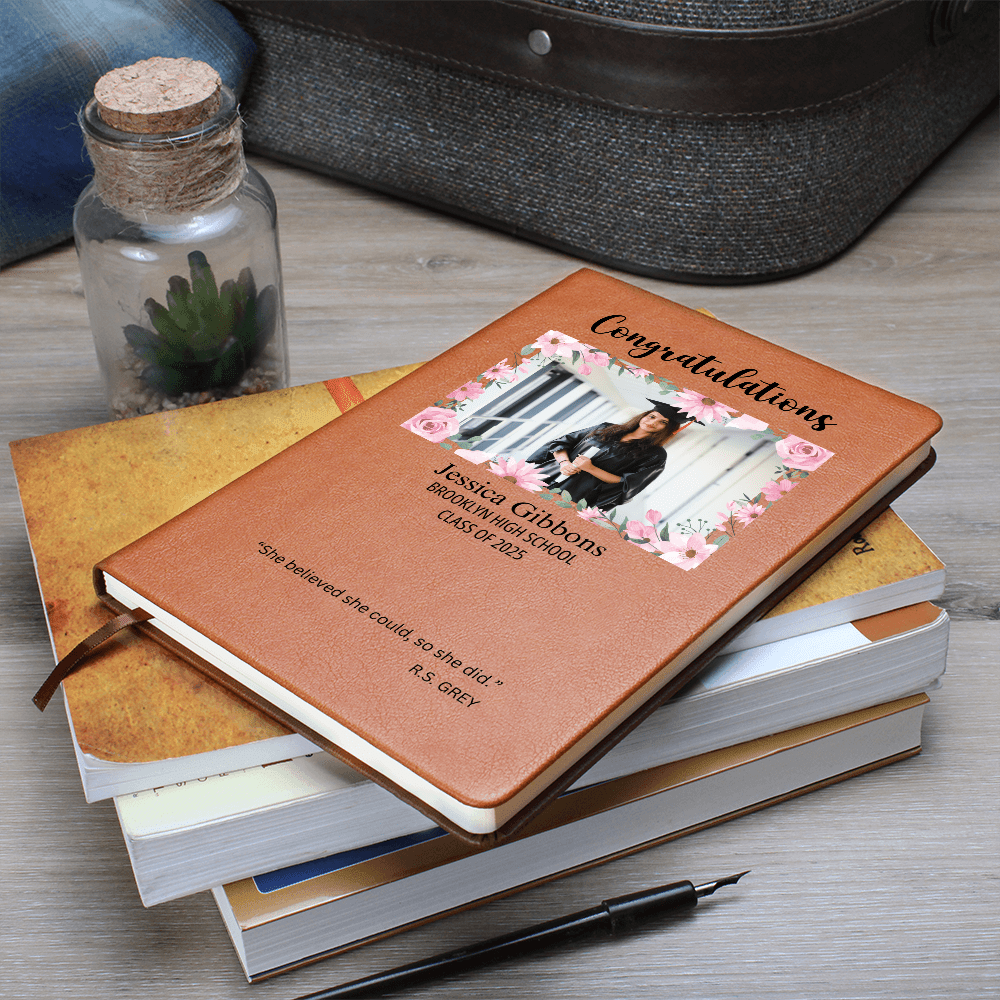 Personalized Graduation Journal Engraved Leather Notebook Custom Gift for Graduate Class of 2025 College High School Keepsake Book