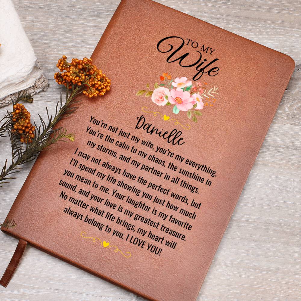 Personalized Leather Journal for Wife Notebook Engraved Gift for Her Romantic Anniversary Birthday Wedding Keepsake from Husband Present