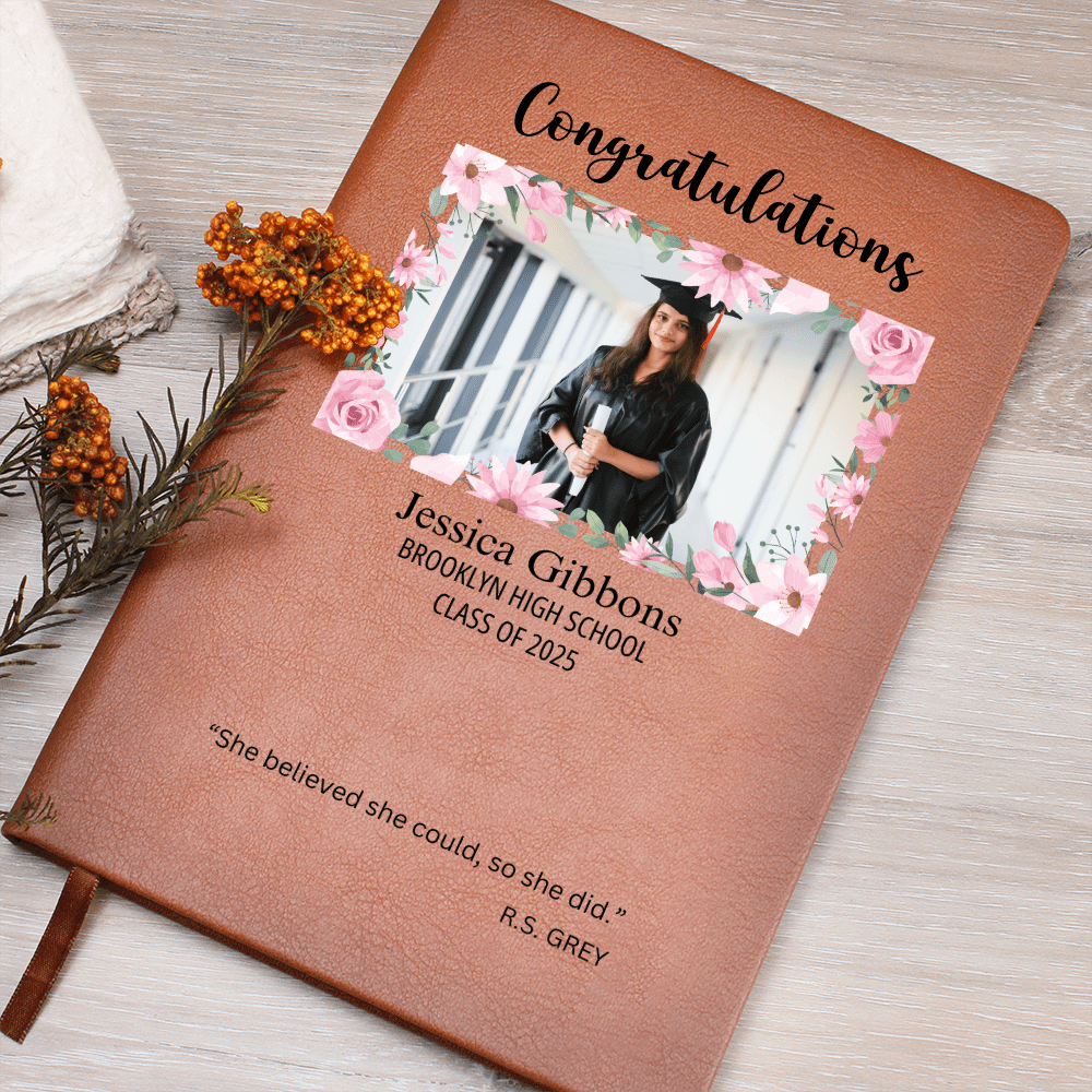 Personalized Graduation Journal Engraved Leather Notebook Custom Gift for Graduate Class of 2025 College High School Keepsake Book