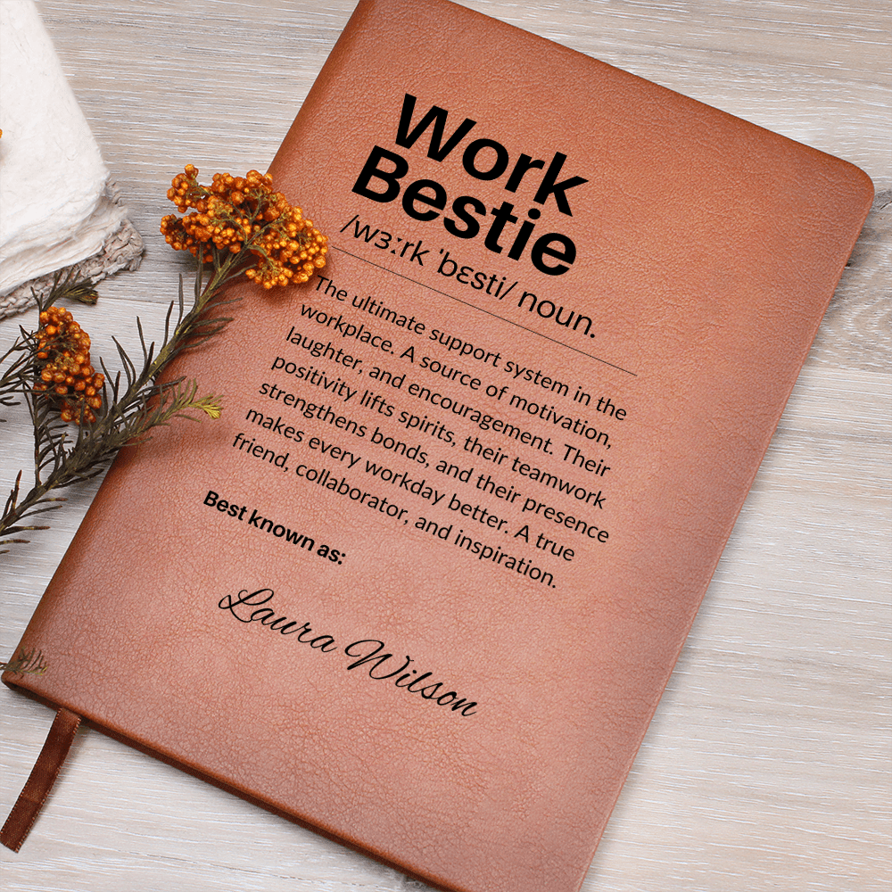 Personalized Leather Journal Engraved Notebook Funny Gift for Work Bestie Coworker Employee Office Friend Appreciation Keepsake