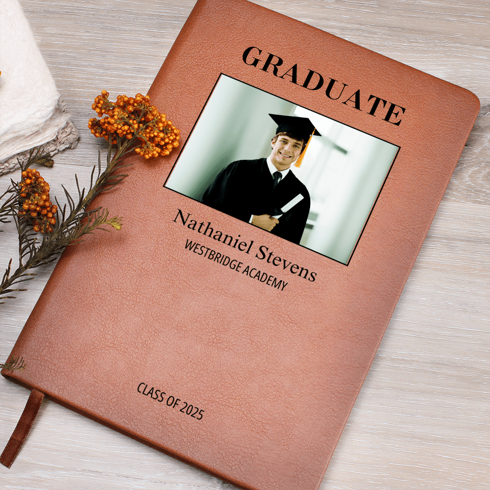 Personalized Graduation Journal Engraved Leather Notebook Custom Gift for Graduate Class of 2025 College High School Keepsake Book