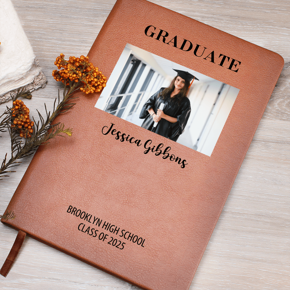Personalized Graduation Journal Engraved Leather Notebook Custom Gift for Graduate Class of 2025 College High School Keepsake Book