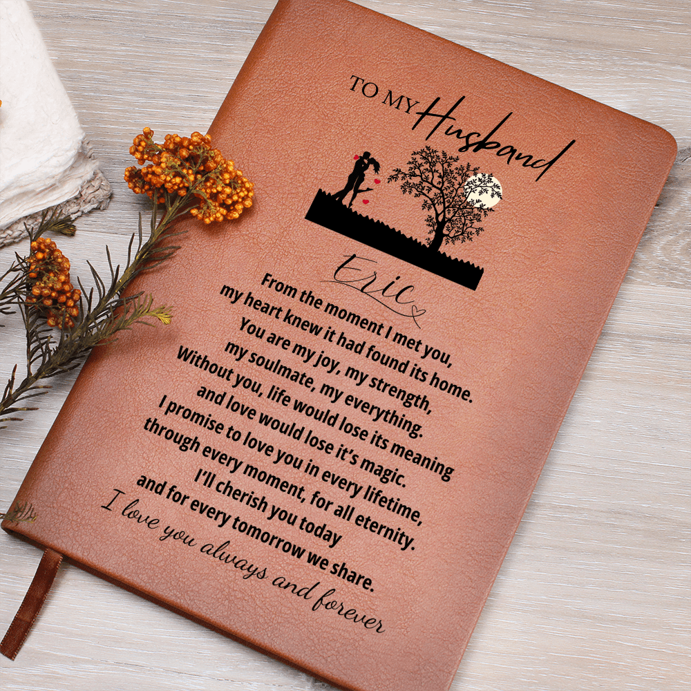 Personalized Leather Journal for Husband Notebook Engraved Gift for Him Romantic Anniversary Birthday Wedding Keepsake from Wife Present