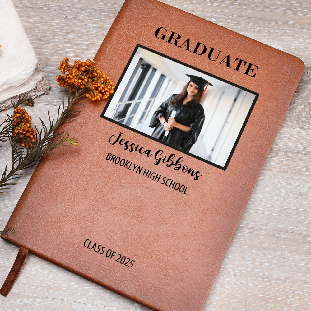 Personalized Graduation Journal Engraved Leather Notebook Custom Gift for Graduate Class of 2025 College High School Keepsake Book