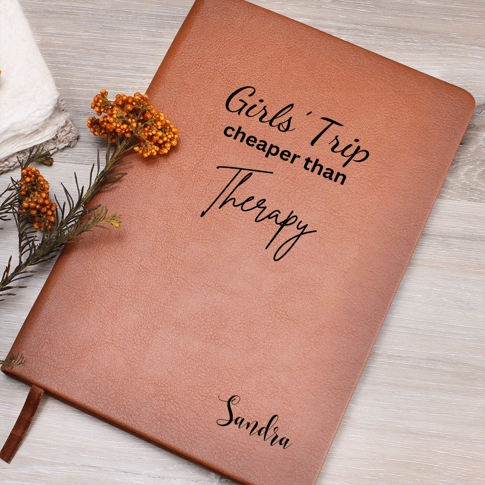 Personalized Travel Journal Engraved Leather Notebook Girls Trip Memory Book Gift for Traveler Women Scrapbook Adventure Keepsake Memories