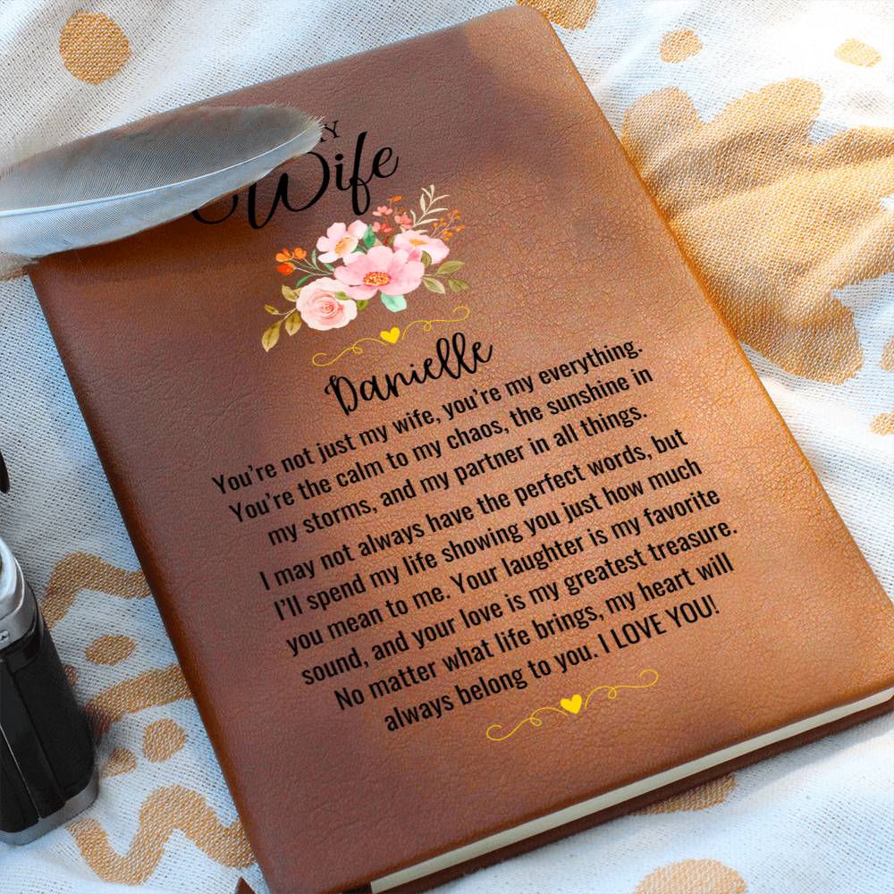 Personalized Leather Journal for Wife Notebook Engraved Gift for Her Romantic Anniversary Birthday Wedding Keepsake from Husband Present