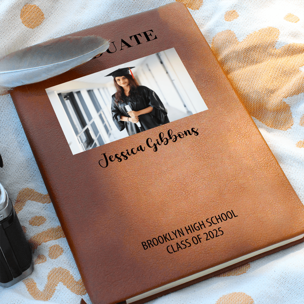 Personalized Graduation Journal Engraved Leather Notebook Custom Gift for Graduate Class of 2025 College High School Keepsake Book