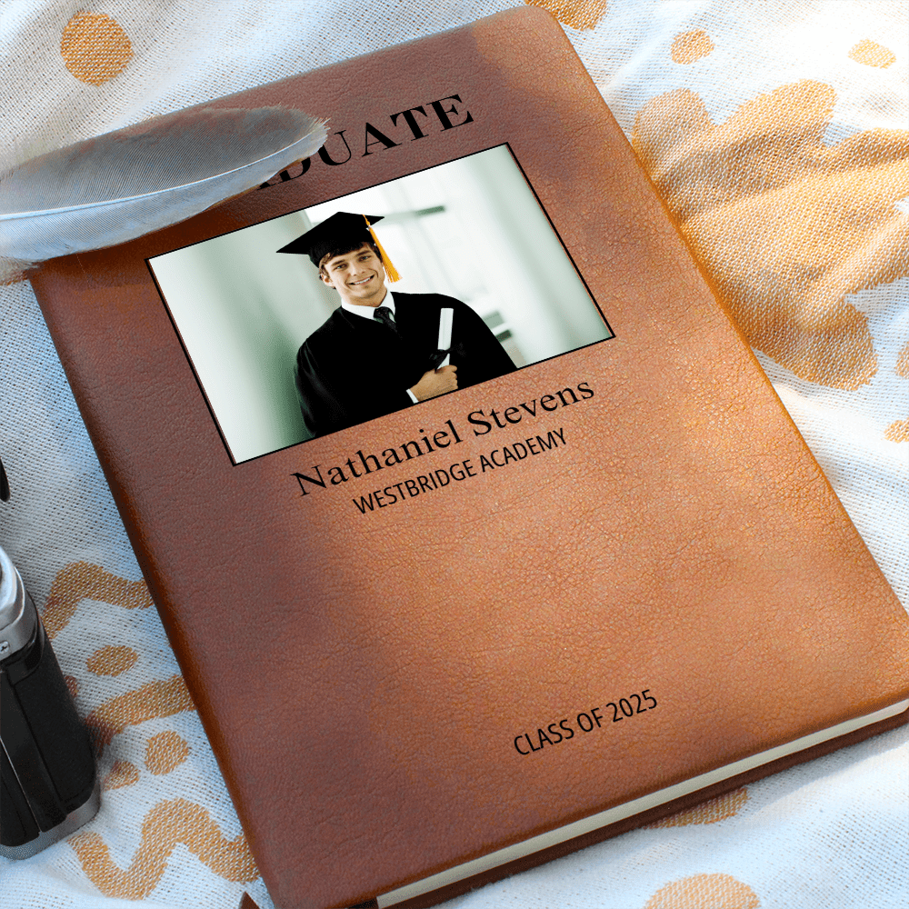 Personalized Graduation Journal Engraved Leather Notebook Custom Gift for Graduate Class of 2025 College High School Keepsake Book