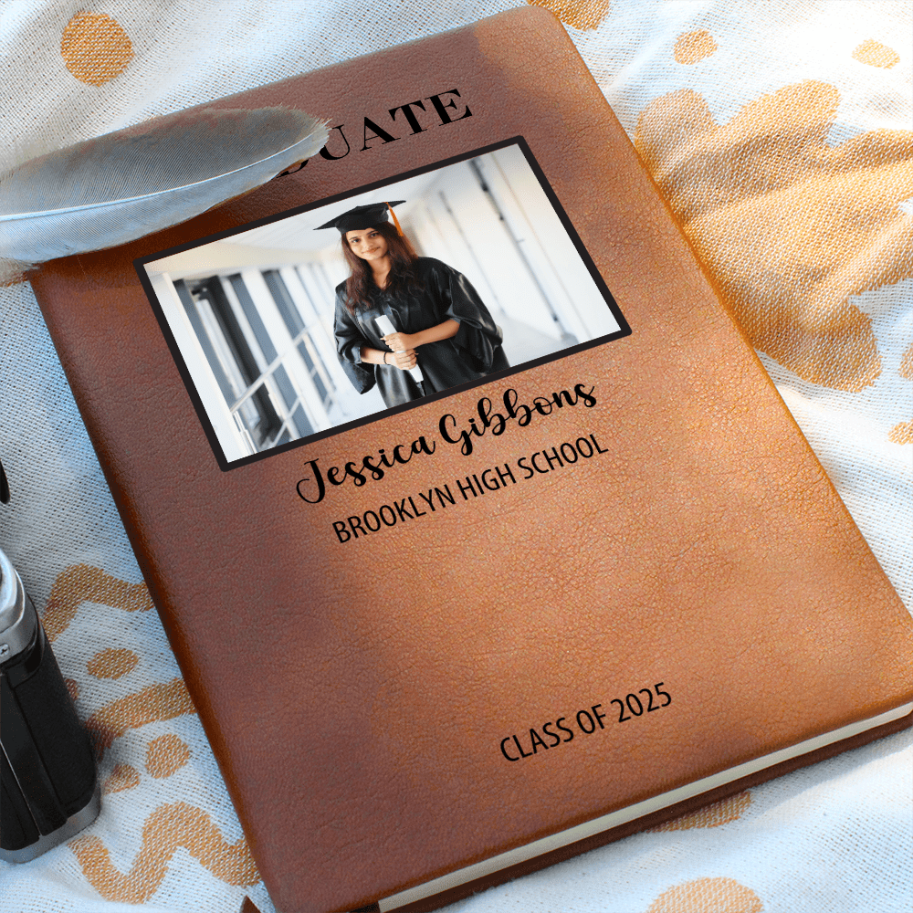 Personalized Graduation Journal Engraved Leather Notebook Custom Gift for Graduate Class of 2025 College High School Keepsake Book
