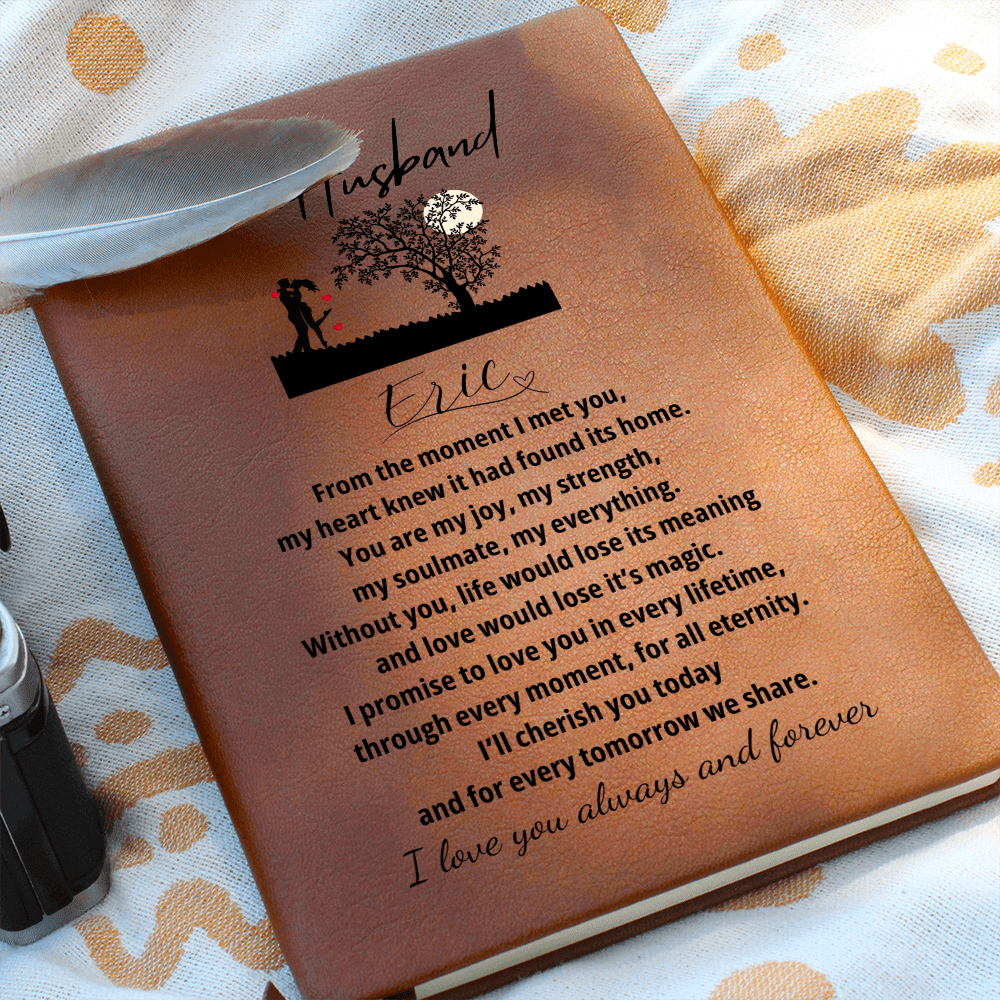 Personalized Leather Journal for Husband Notebook Engraved Gift for Him Romantic Anniversary Birthday Wedding Keepsake from Wife Present