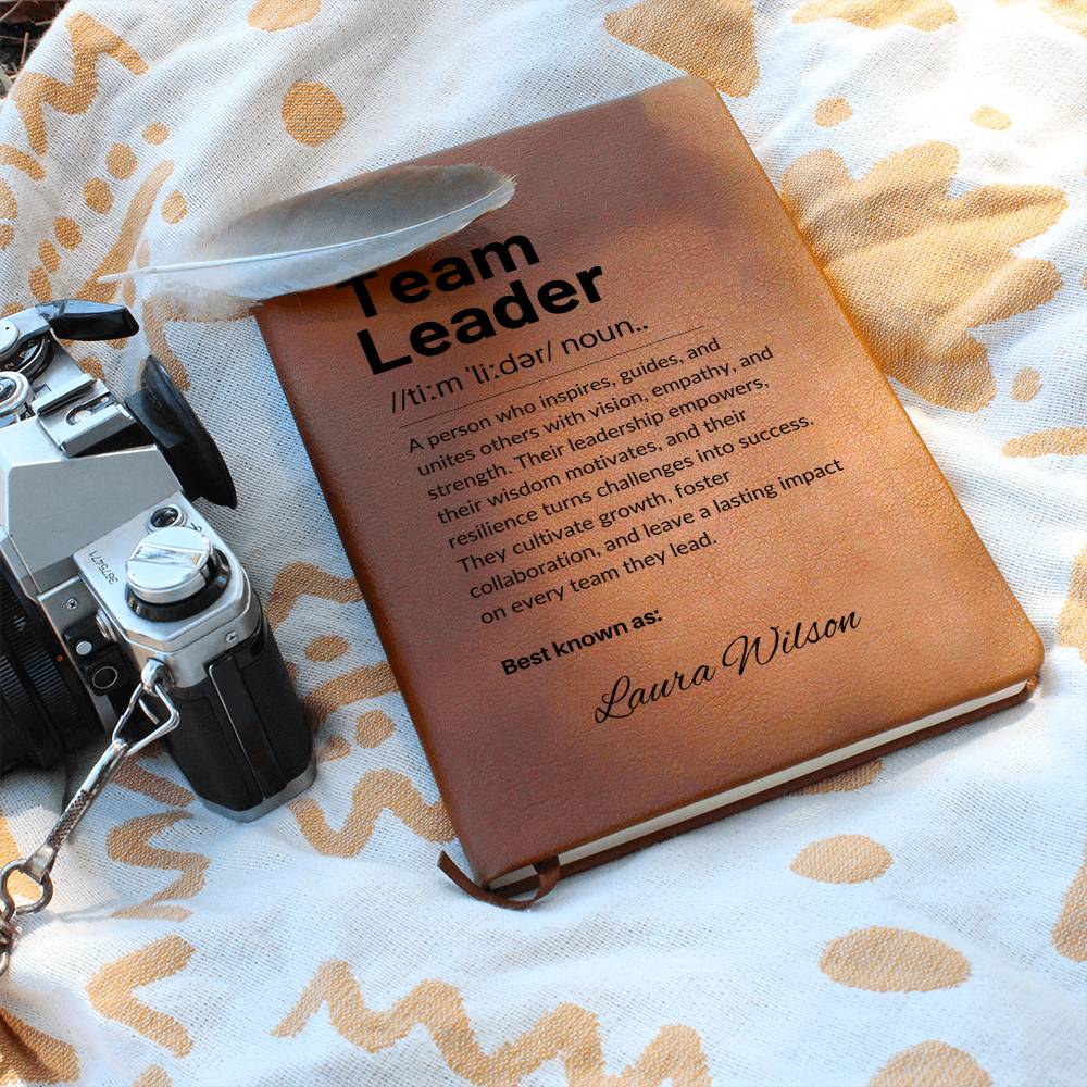 Personalized Leather Journal Engraved Notebook Inspirational Gift for Team Leader Boss Mentor Manager Leadership Keepsake Office Book