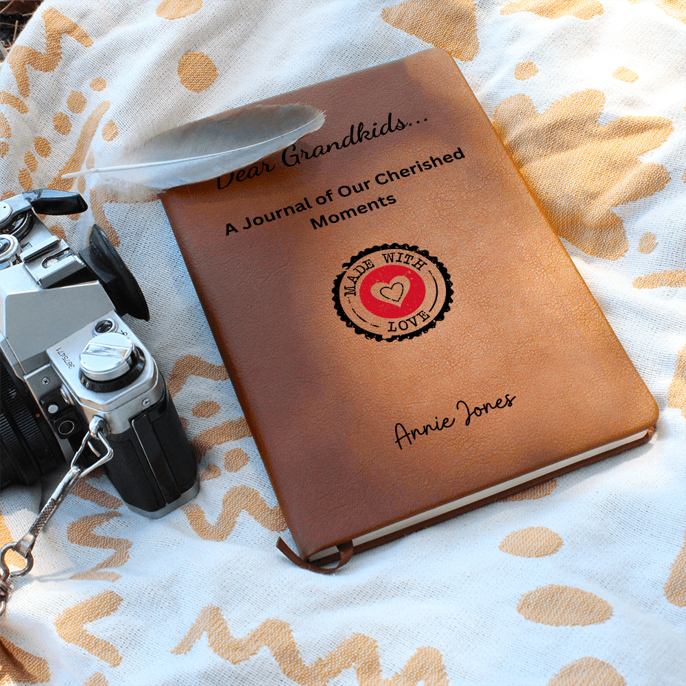 Personalized Leather Journal Grandkids Memory Book Engraved Notebook Grandparent Gift Grandma Grandpa Keepsake Family Writing Diary Present