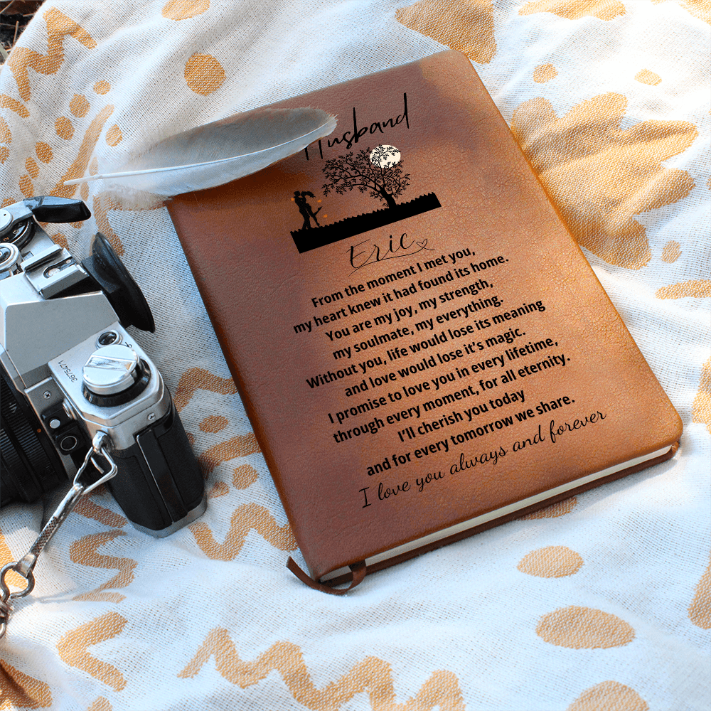 Personalized Leather Journal for Husband Notebook Engraved Gift for Him Romantic Anniversary Birthday Wedding Keepsake from Wife Present