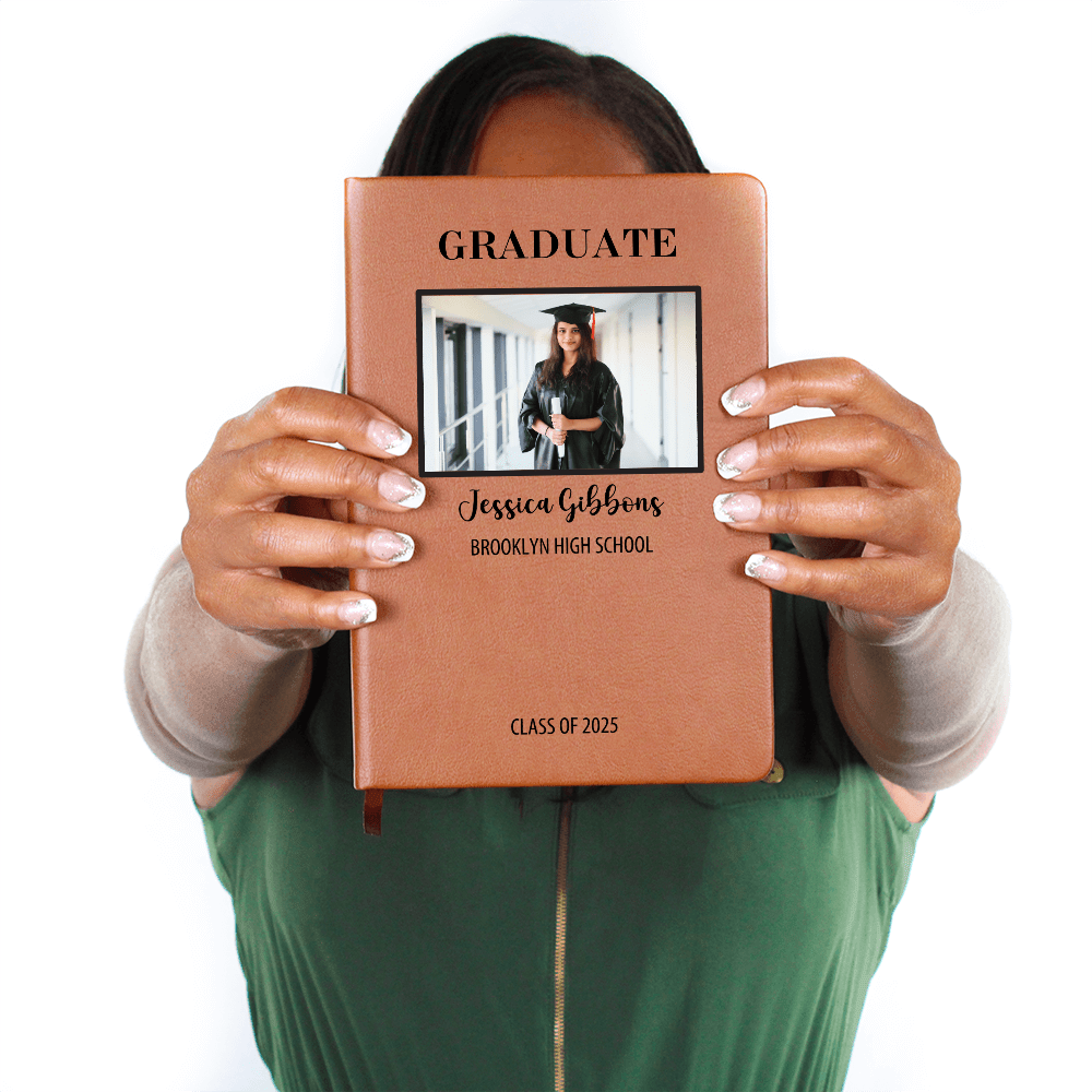 Personalized Graduation Journal Engraved Leather Notebook Custom Gift for Graduate Class of 2025 College High School Keepsake Book