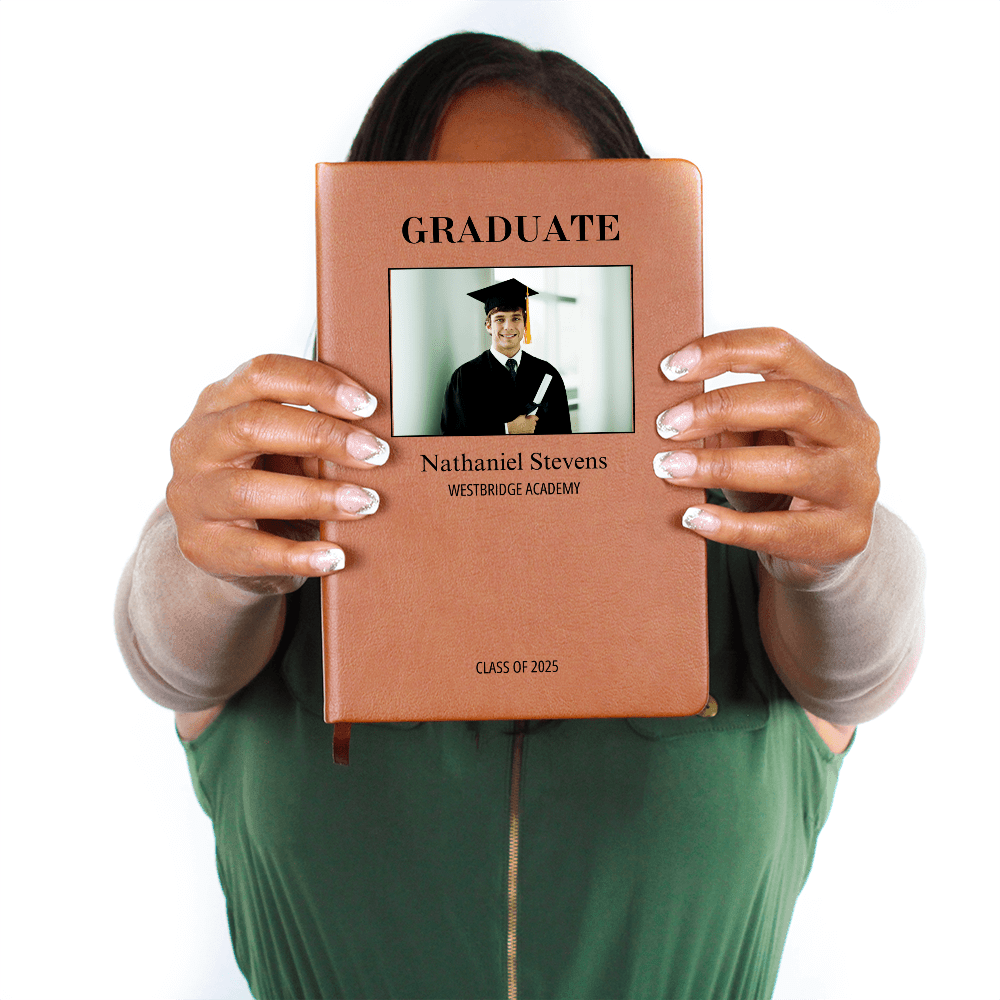 Personalized Graduation Journal Engraved Leather Notebook Custom Gift for Graduate Class of 2025 College High School Keepsake Book