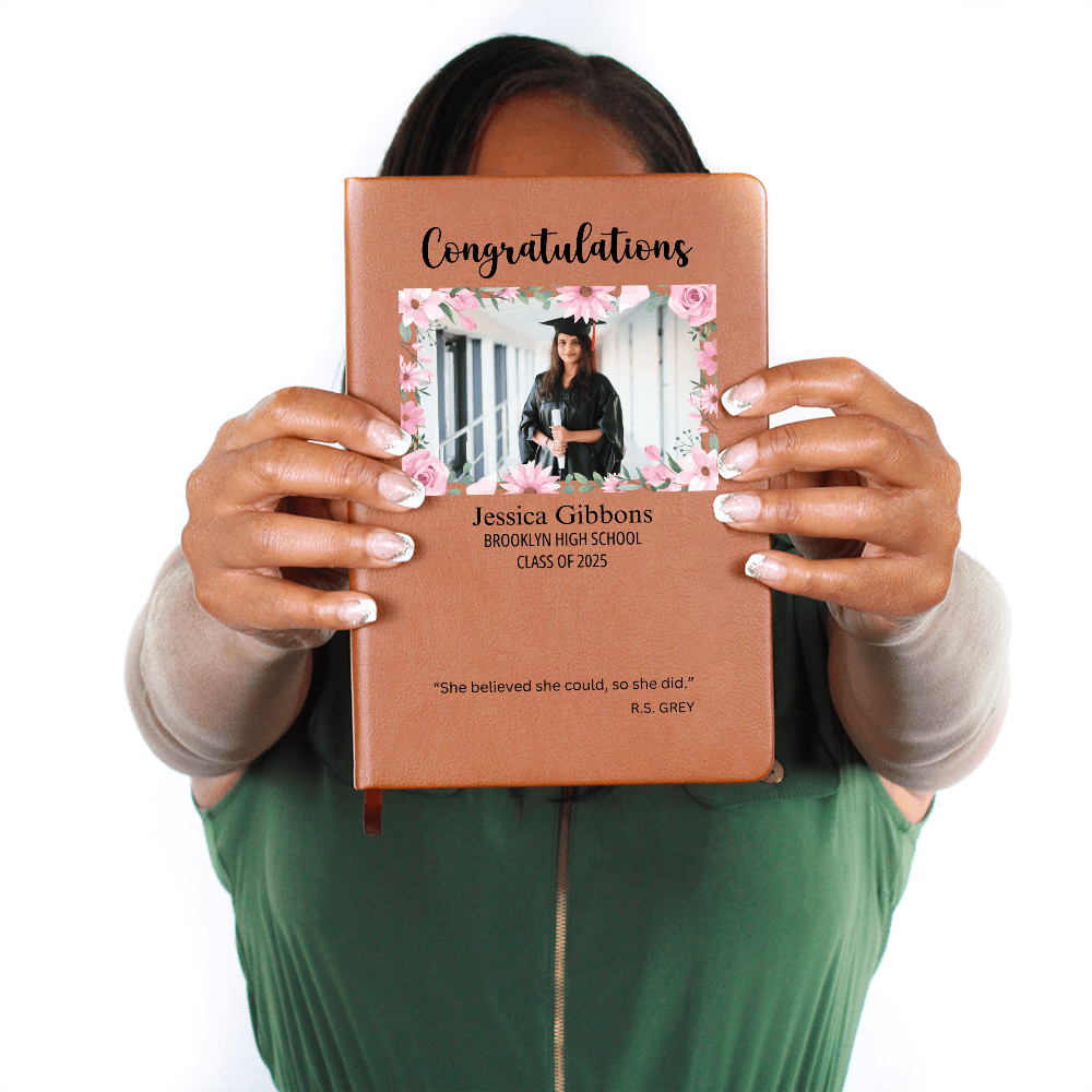 Personalized Graduation Journal Engraved Leather Notebook Custom Gift for Graduate Class of 2025 College High School Keepsake Book