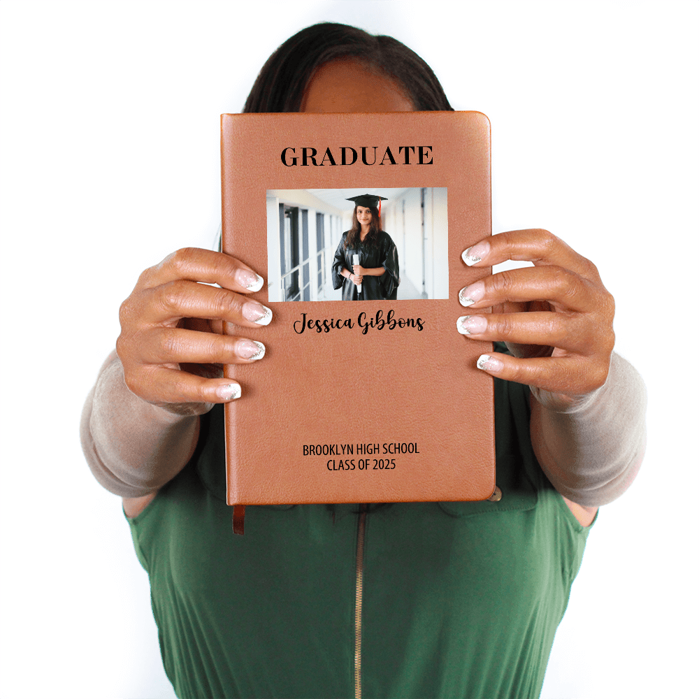 Personalized Graduation Journal Engraved Leather Notebook Custom Gift for Graduate Class of 2025 College High School Keepsake Book
