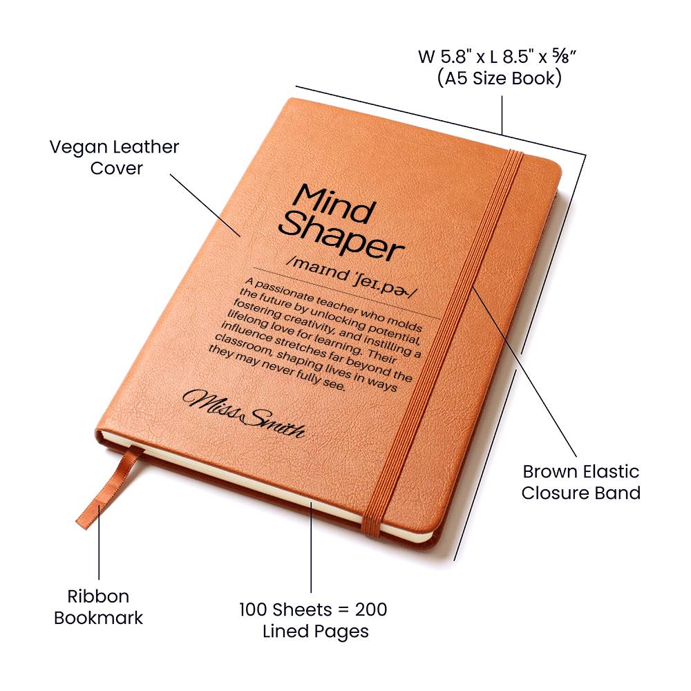 Personalized Teacher Journal – Engraved Leather Notebook, Inspirational Mentor Gift, Thoughtful Educator Appreciation Gift Thank you Gift