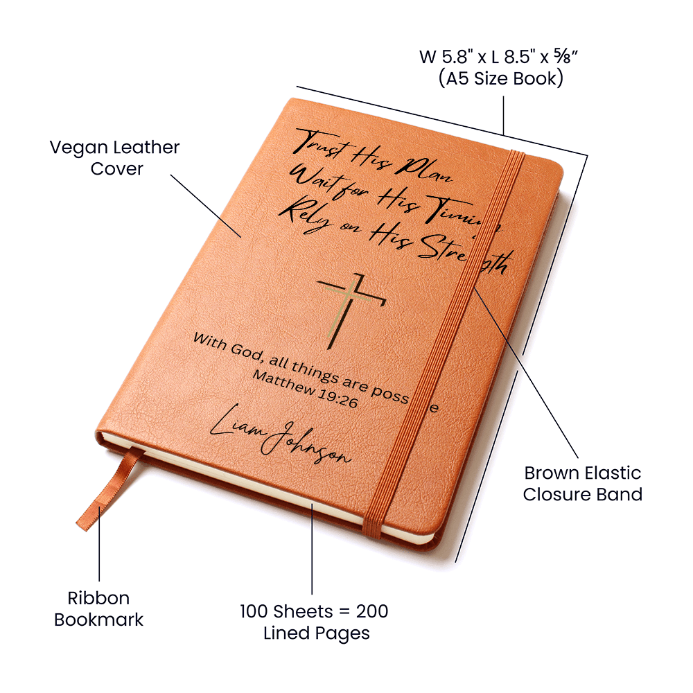 Christian Leather Journal Personalized Engraved Notebook Bible Verse Gift Faith Prayer Book Religious Gift for Men Inspirational Keepsake