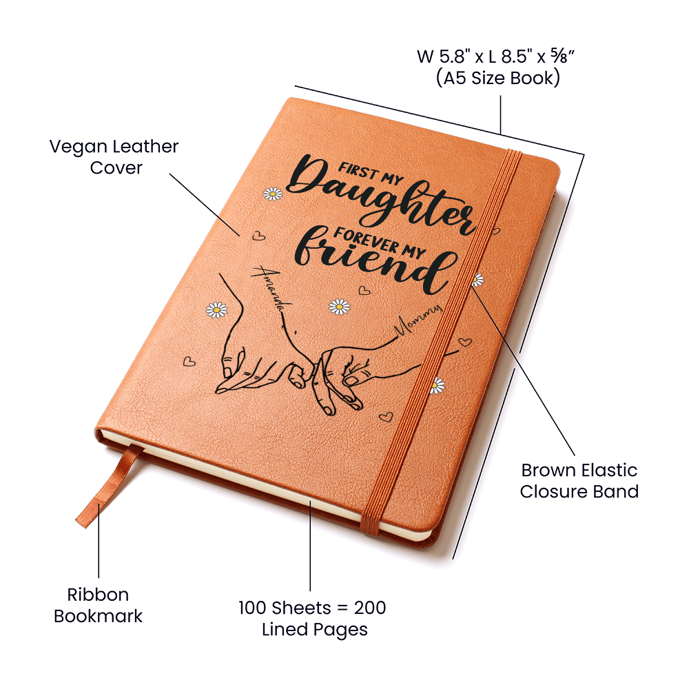 Personalized Leather Journal Engraved Notebook Gift for Daughter from Mom Birthday Christmas Keepsake Inspirational Mother Daughter Present