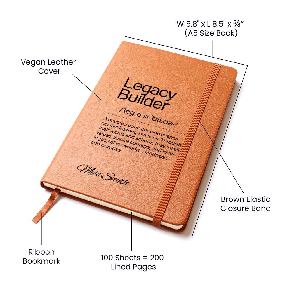 Personalized Leather Notebook, Engraved Teacher Gift, Mentor Appreciation Keepsake, Inspirational Teacher Journal, Thank You Gift