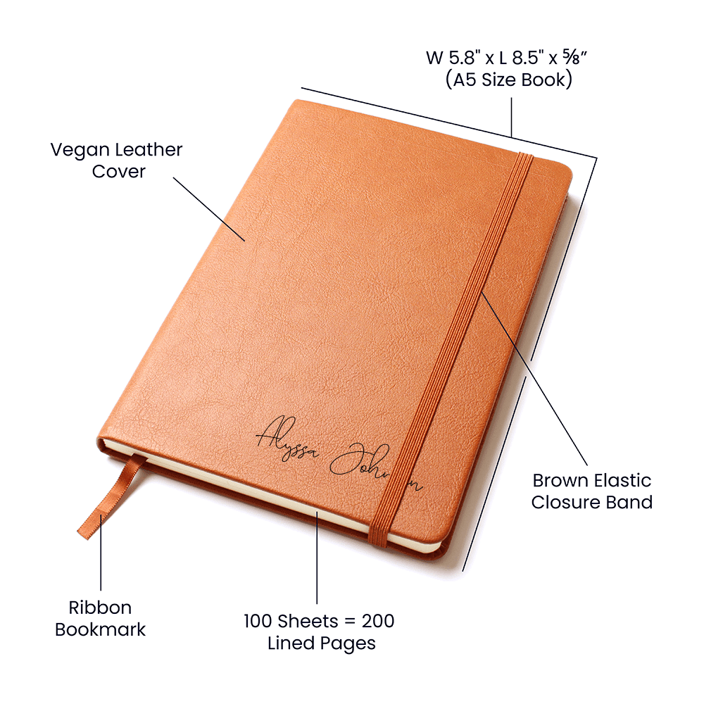 Personalized Leather Journal Custom Engraved Notebook with Name Unique Gift for Him Her Birthday Present Keepsake Writing Diary Planner